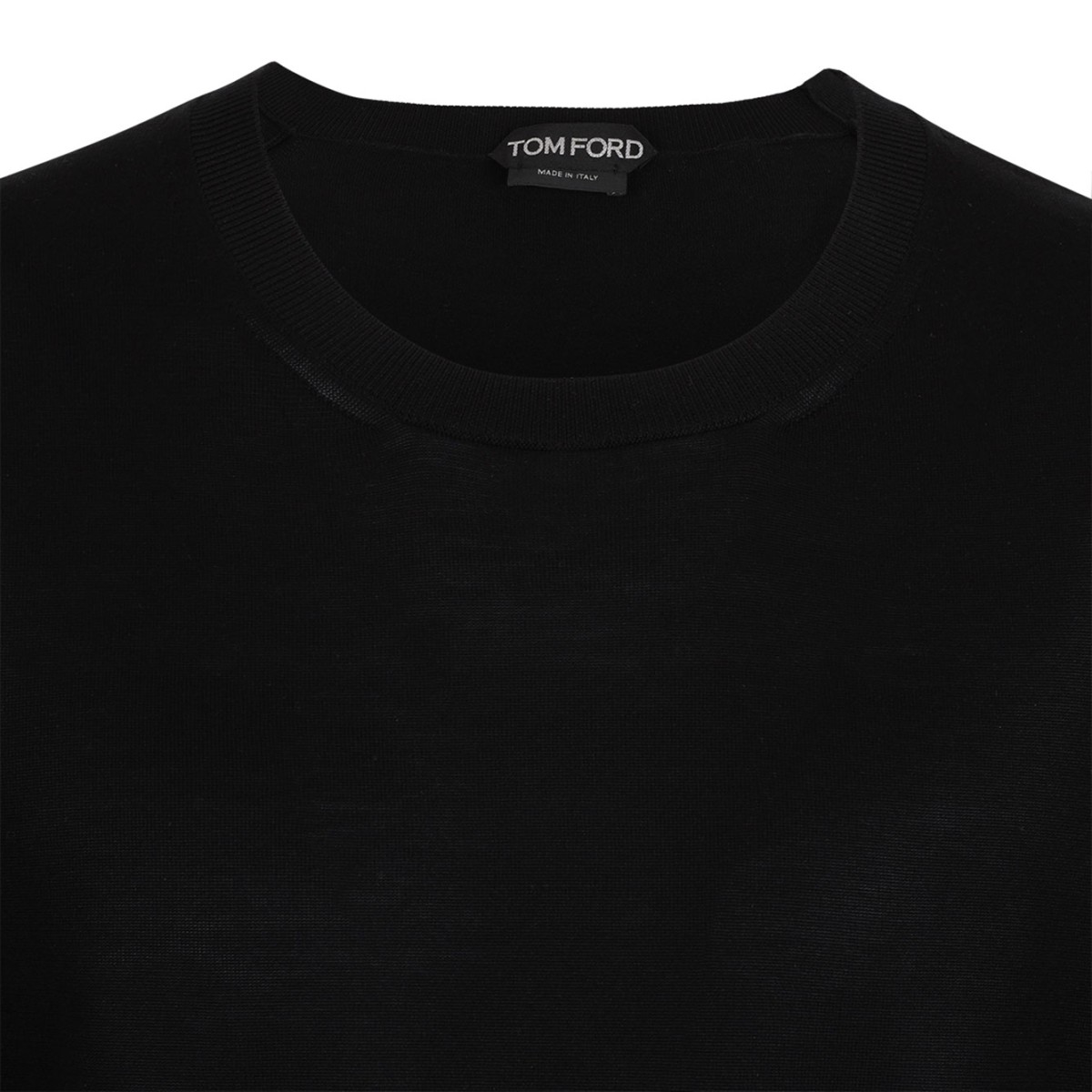 Black Silk Crew Neck Sweater