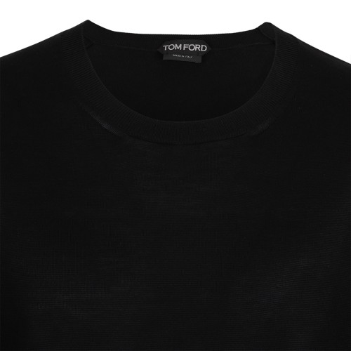Black Silk Crew Neck Sweater
