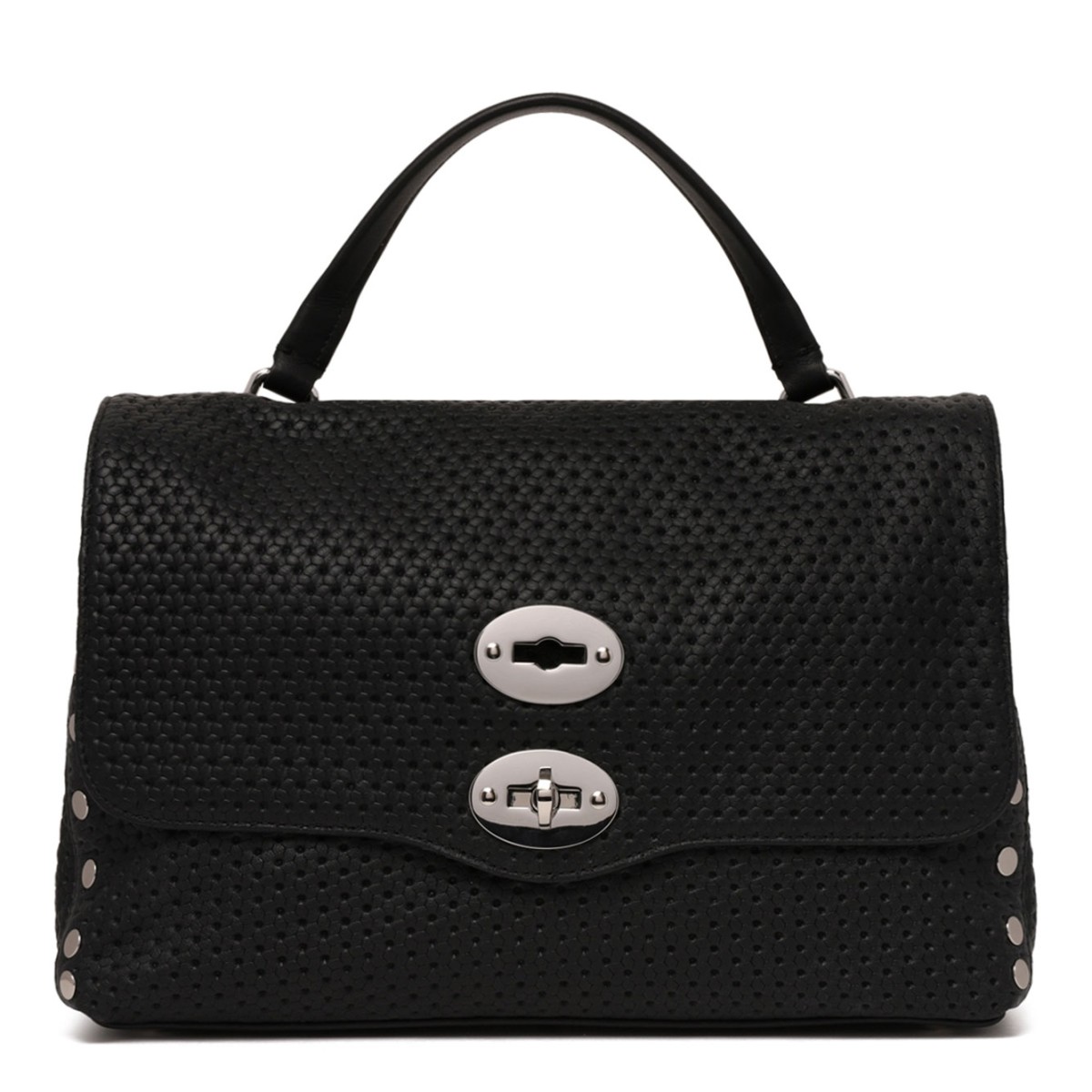 Black Perfored Leather S Postina Bag