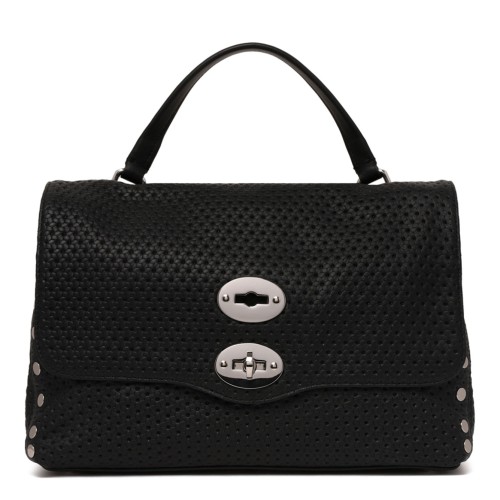 Black Perfored Leather S Postina Bag