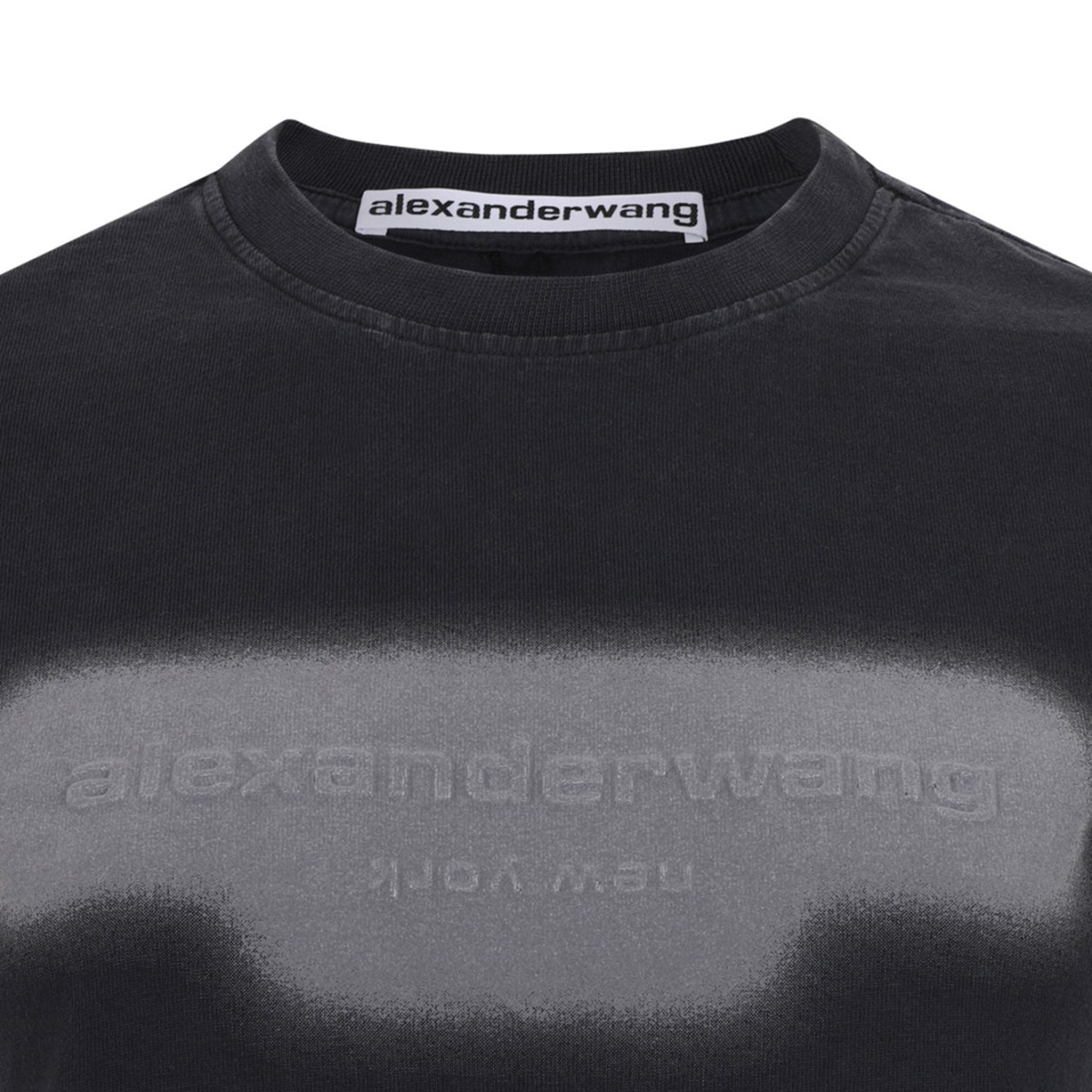 Washed Black Reflective Halo Logo Print T-Shirt