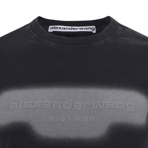 Washed Black Reflective Halo Logo Print T-Shirt