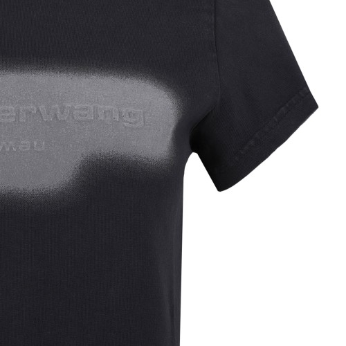 Washed Black Reflective Halo Logo Print T-Shirt
