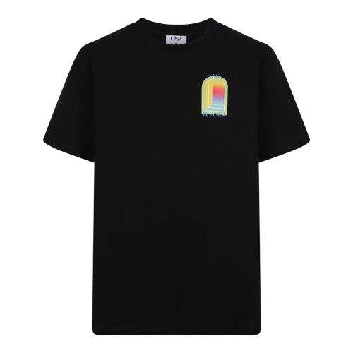 Black Cotton Lorche T-Shirt With Print