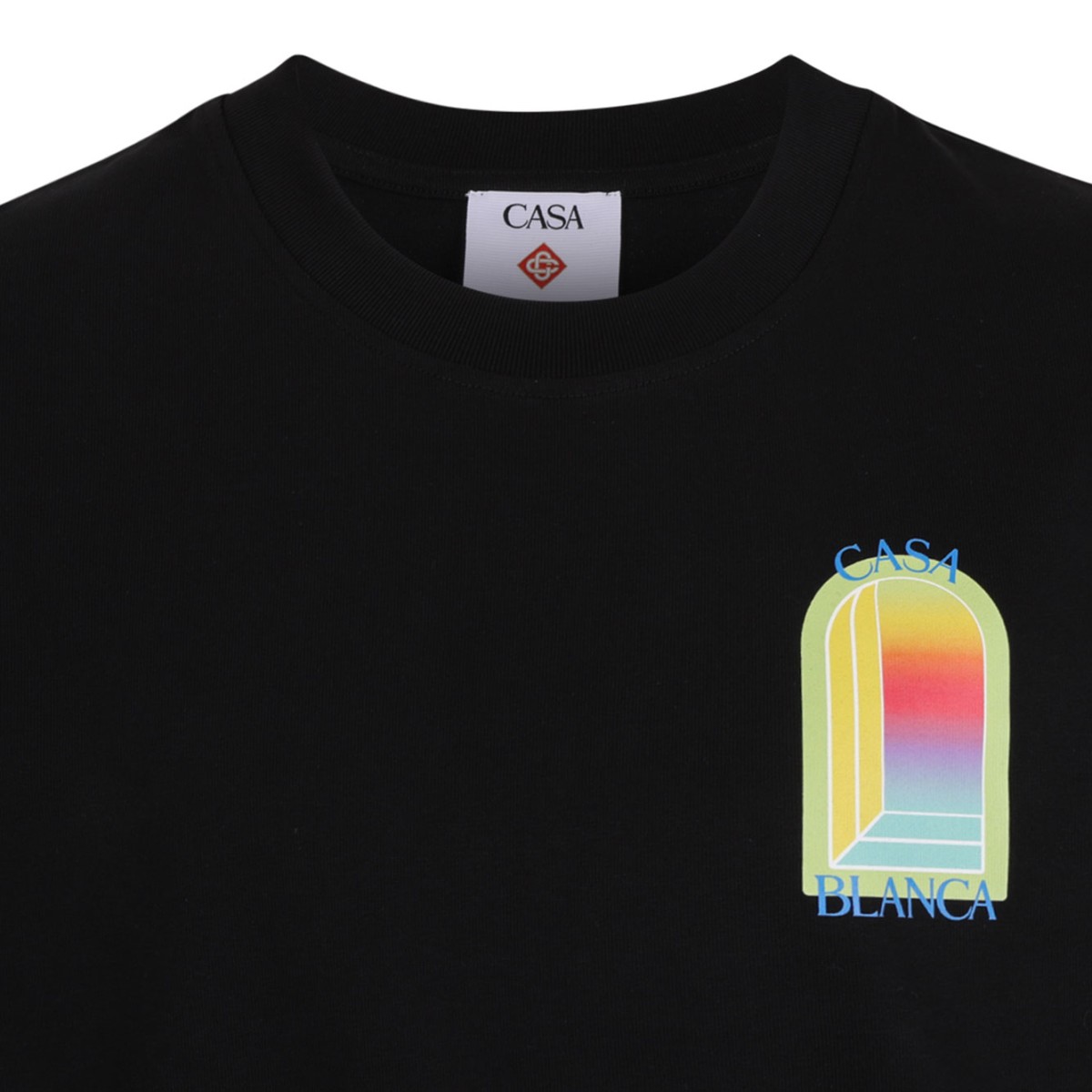 Black Cotton Lorche T-Shirt With Print