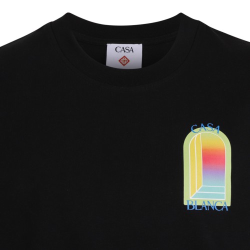 Black Cotton Lorche T-Shirt With Print