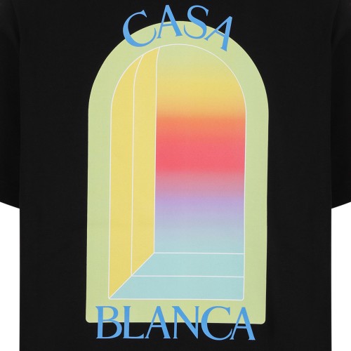 Black Cotton Lorche T-Shirt With Print