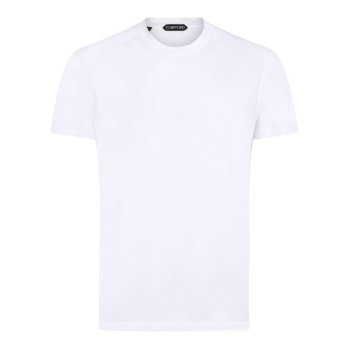 White Lyocell Cotton Blend Crew Neck T-Shirt