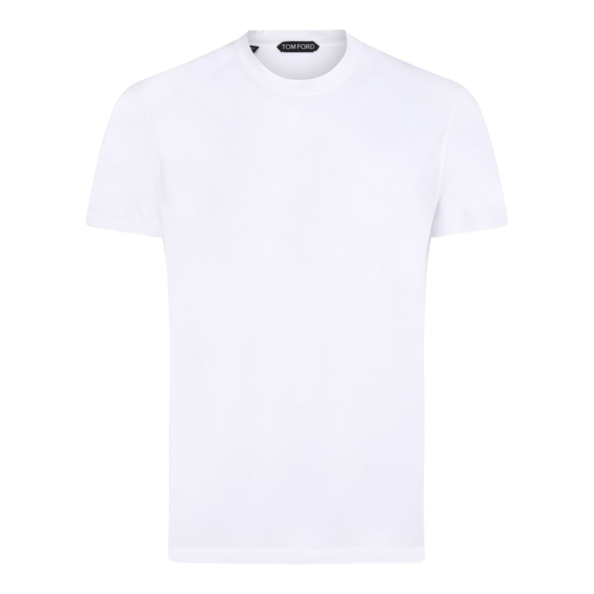White Lyocell Cotton Blend Crew Neck T-Shirt