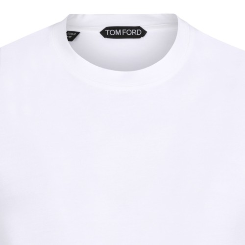 White Lyocell Cotton Blend Crew Neck T-Shirt