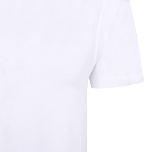 White Lyocell Cotton Blend Crew Neck T-Shirt