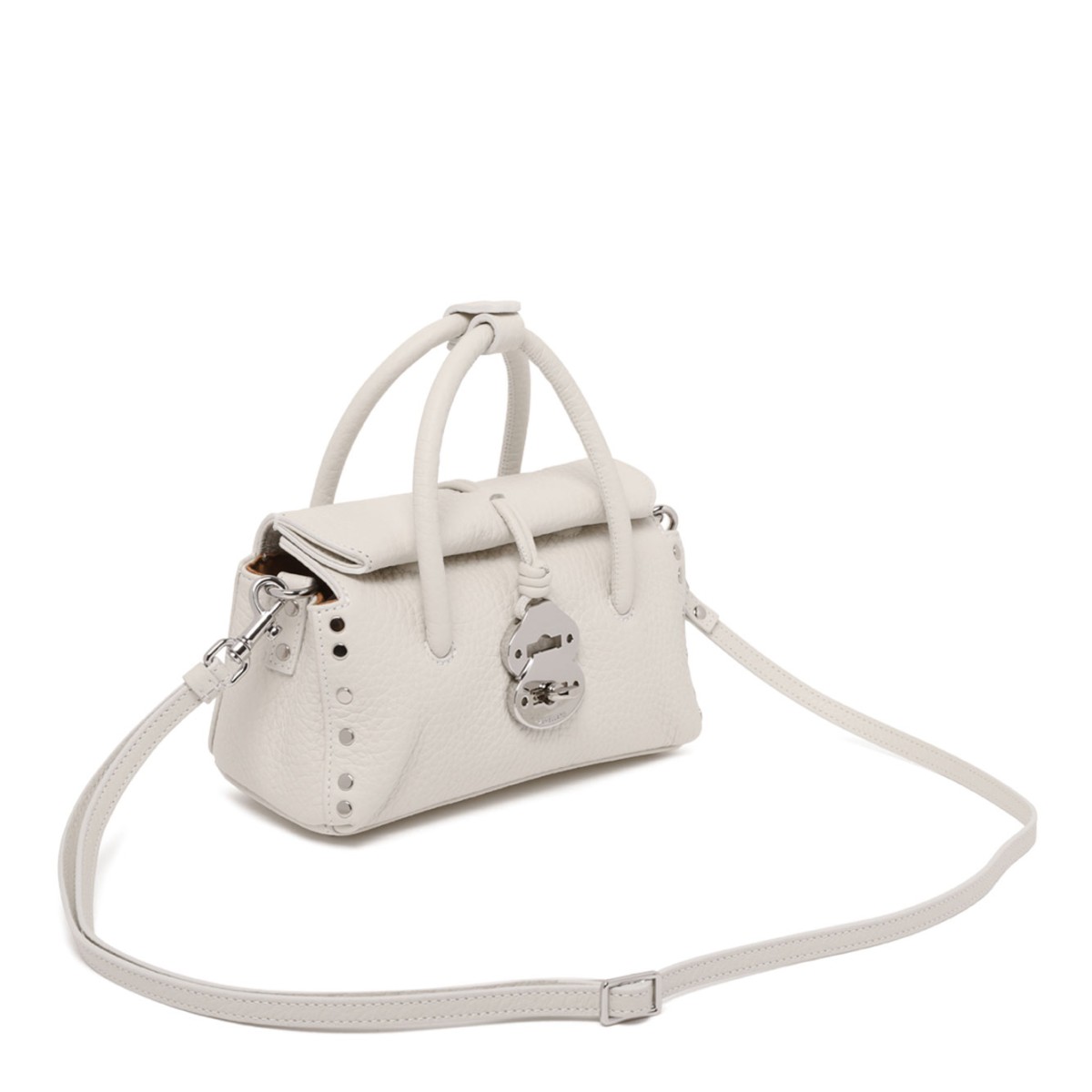 White D'Alba Hammered Leather Dotta Baby Bag