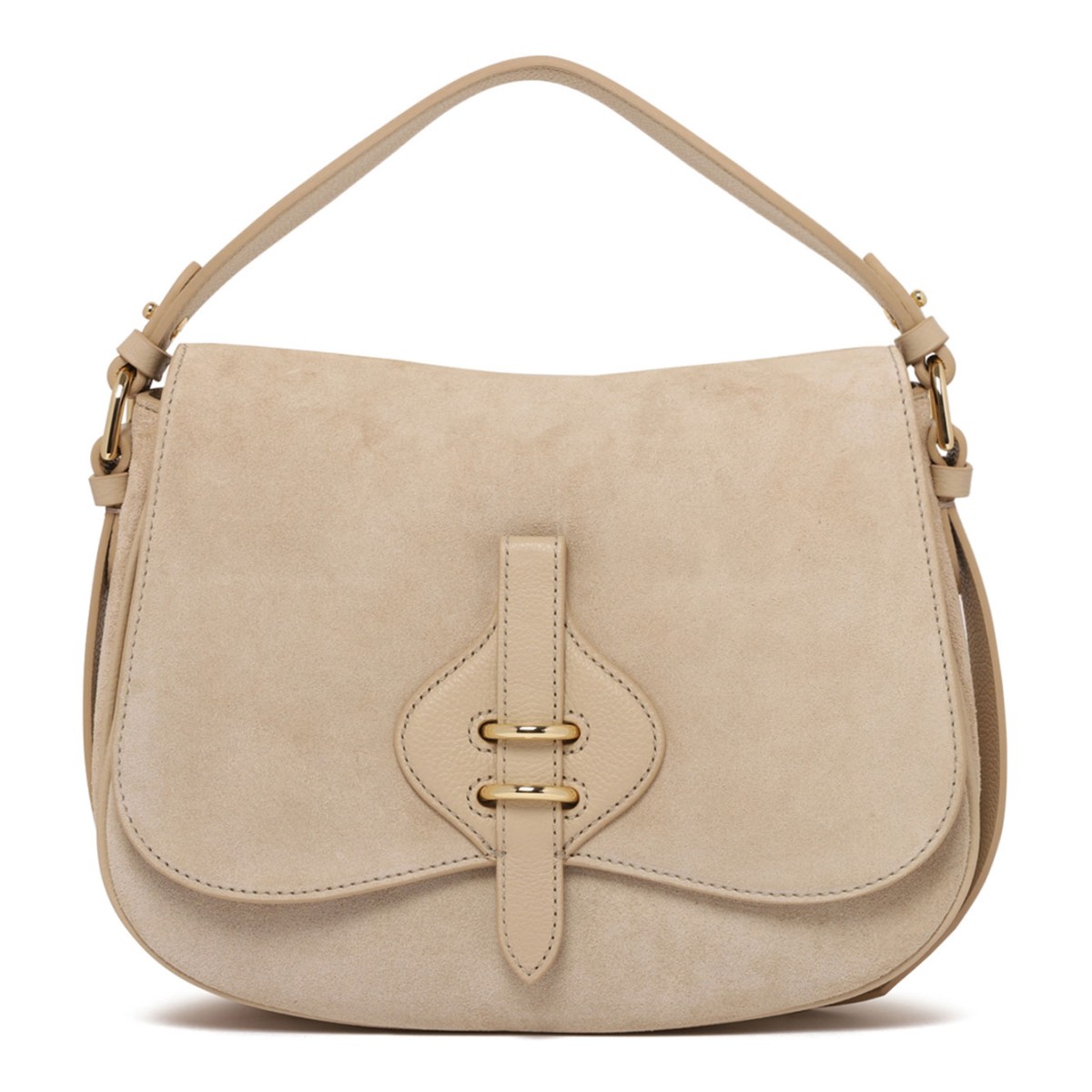 Sandshell Suede and Micro Grain-Leather Mavery Bag