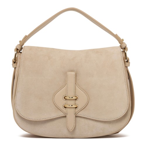 Sandshell Suede and Micro Grain-Leather Mavery Bag