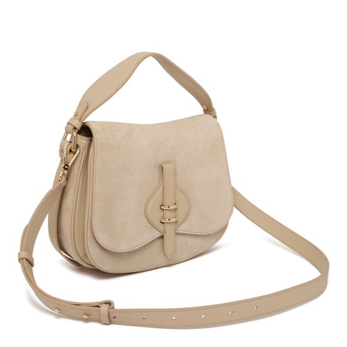Sandshell Suede and Micro Grain-Leather Mavery Bag