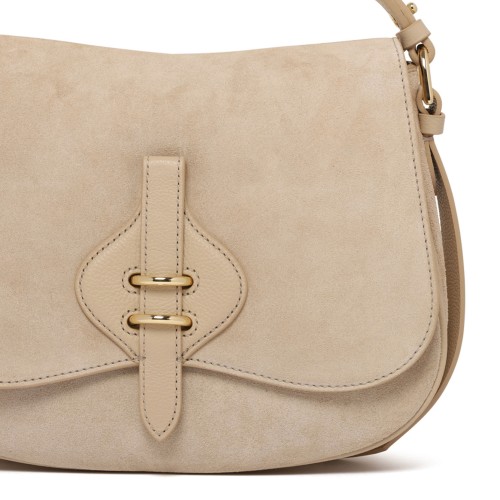 Sandshell Suede and Micro Grain-Leather Mavery Bag
