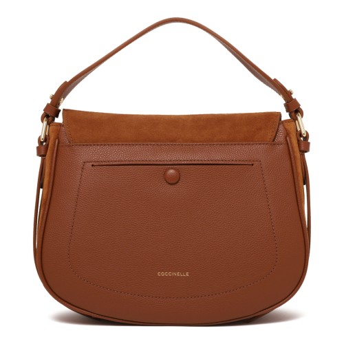 Cognac Suede and Micro Grain-Leather Mavery Bag