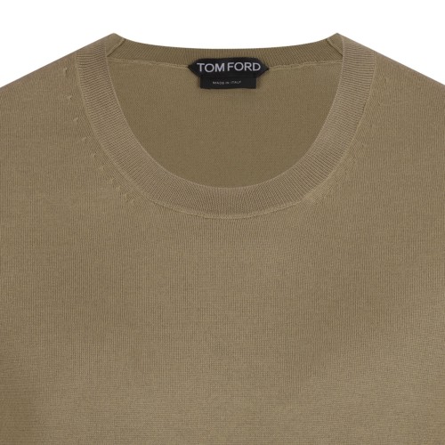 Military Sand Pure Cotton Crew Neck T-Shirt