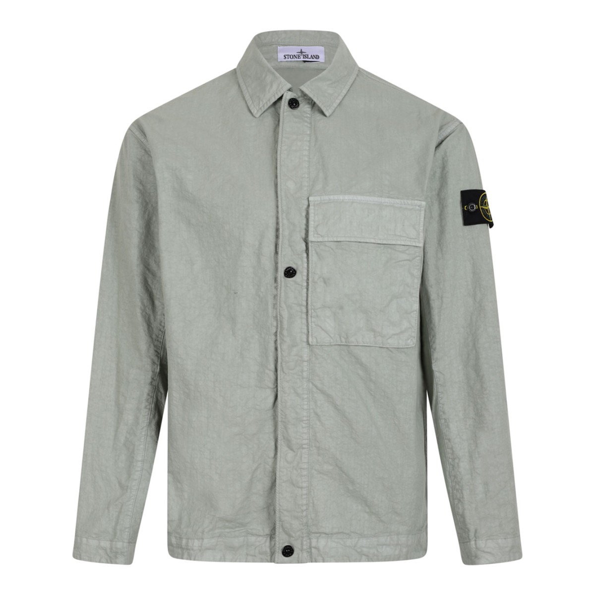 Sage Green Comfort-Fit Overshirt With Pocket
