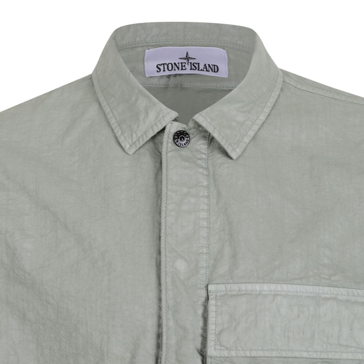 Sage Green Comfort-Fit Overshirt With Pocket