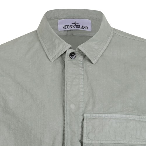 Sage Green Comfort-Fit Overshirt With Pocket