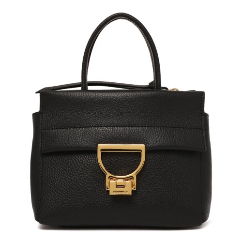 Black Genuine Leather Arlettis With Two Handles Bag
