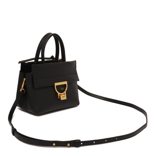 Black Genuine Leather Arlettis With Two Handles Bag