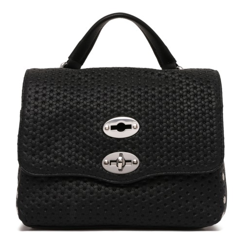 Black Perfored Leather Baby Bag