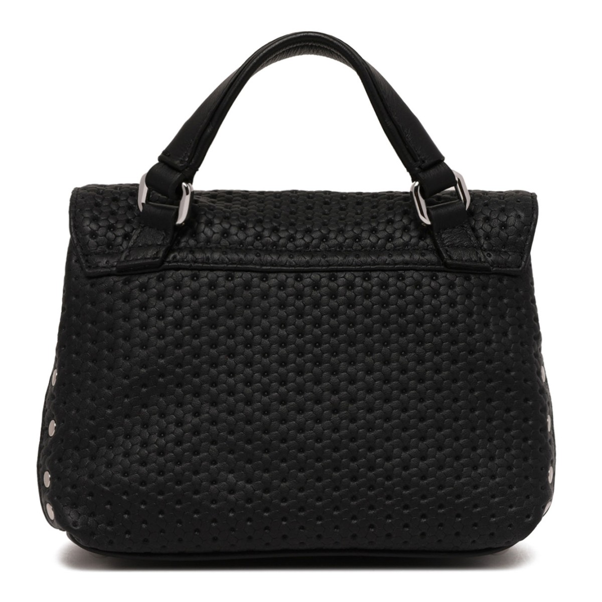 Black Perfored Leather Baby Bag