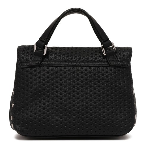 Black Perfored Leather Baby Bag