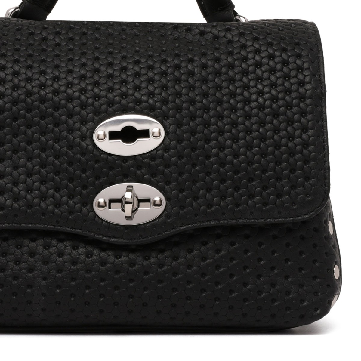 Black Perfored Leather Baby Bag