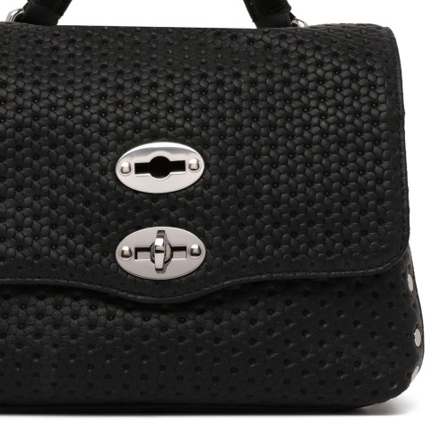 Black Perfored Leather Baby Bag