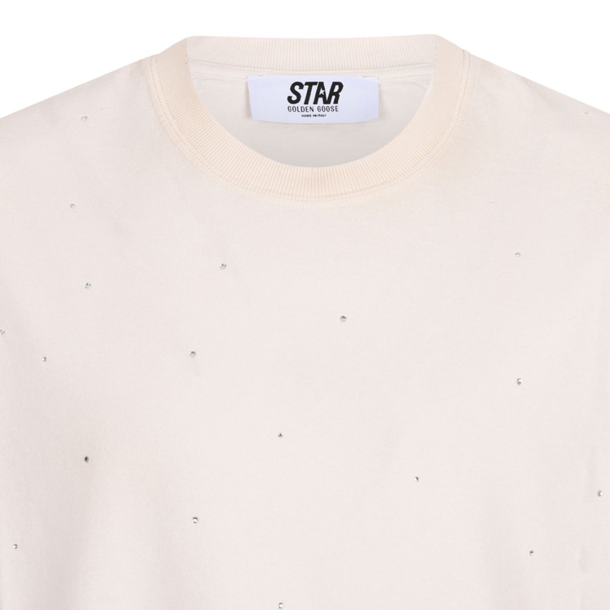 White Gradiend Color Cotton T-Shirt With A Vintage Finish