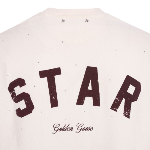 White Gradiend Color Cotton T-Shirt With A Vintage Finish