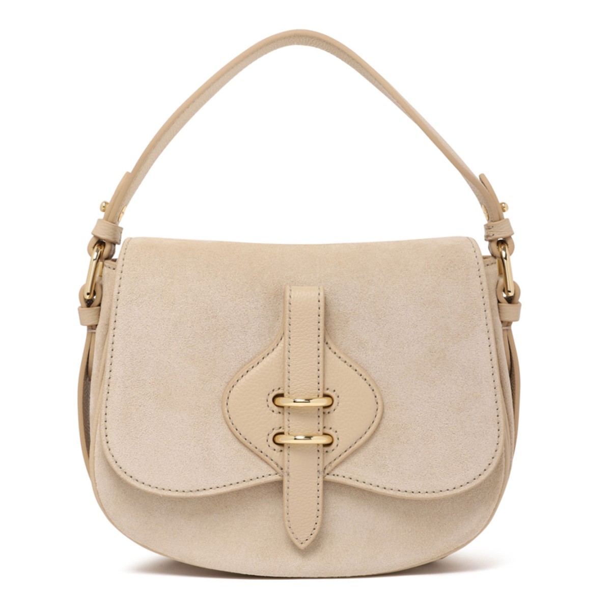 Sandshell Suede and Micro Grain-Leather Mavery Bag