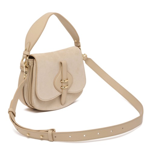 Sandshell Suede and Micro Grain-Leather Mavery Bag