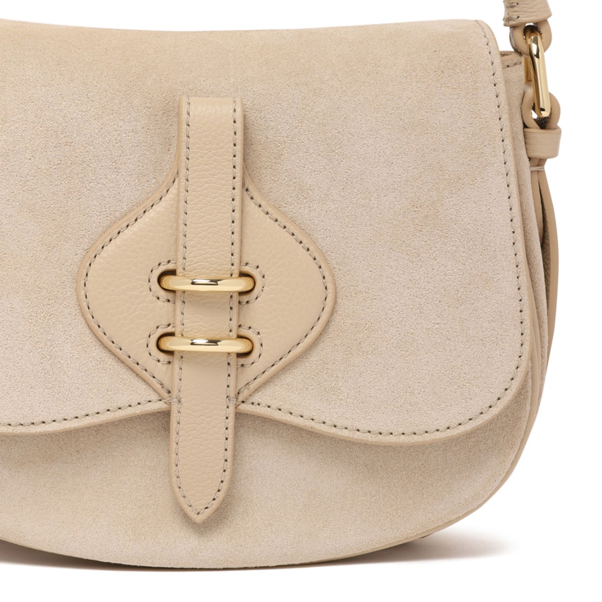 Sandshell Suede and Micro Grain-Leather Mavery Bag