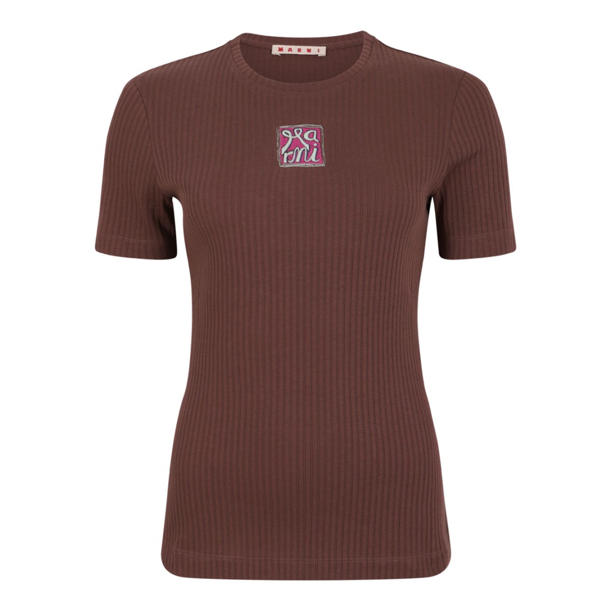 Brown T-Shirt With Embroidered Logo