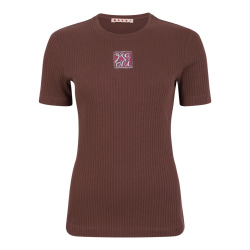 Brown T-Shirt With Embroidered Logo