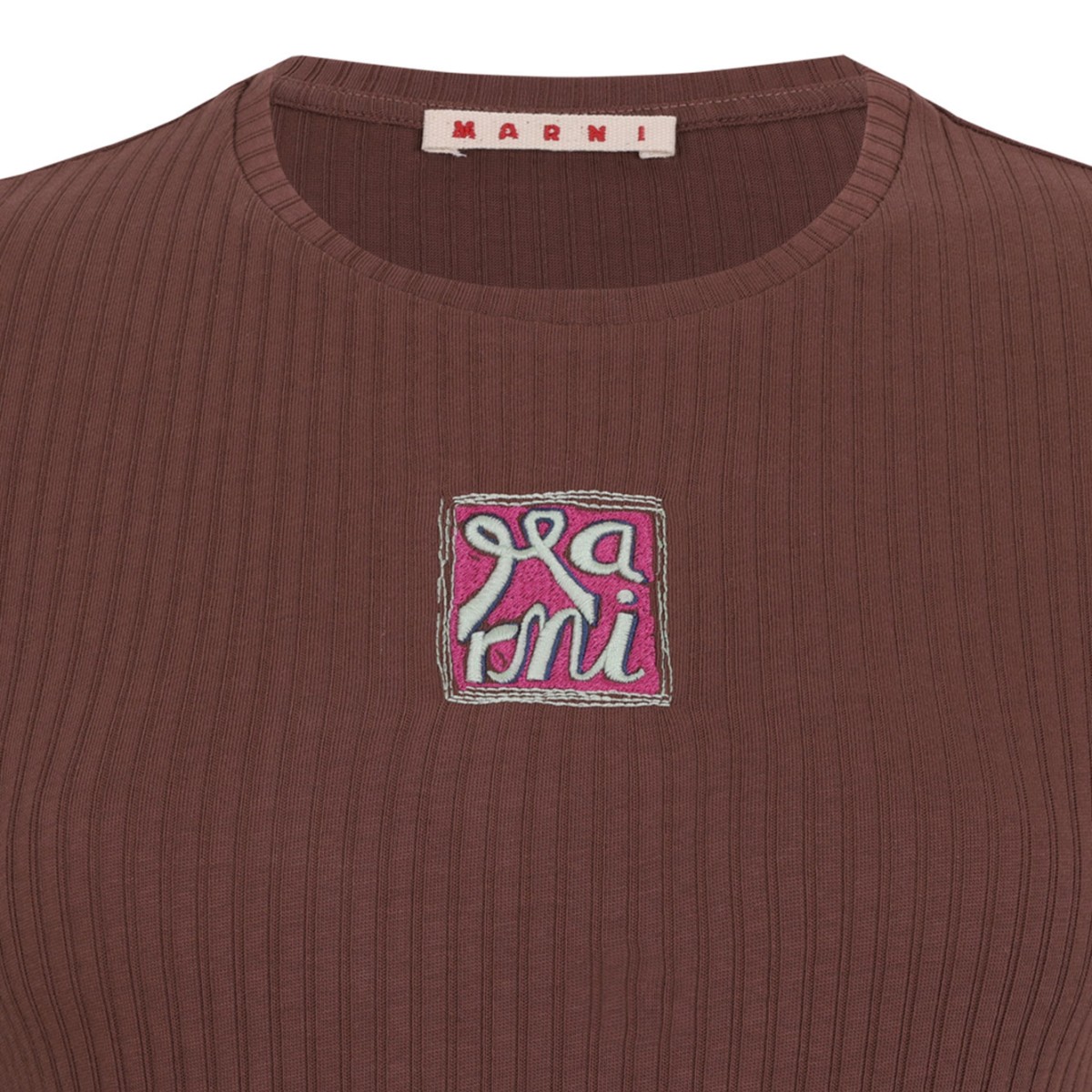 Brown T-Shirt With Embroidered Logo