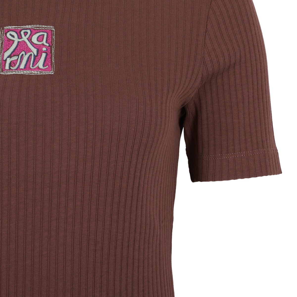 Brown T-Shirt With Embroidered Logo