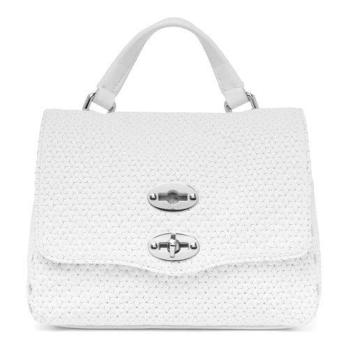 White Perfored Leather Baby Bag