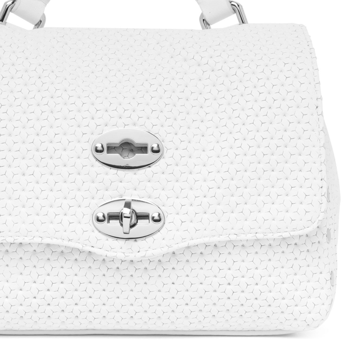 White Perfored Leather Baby Bag