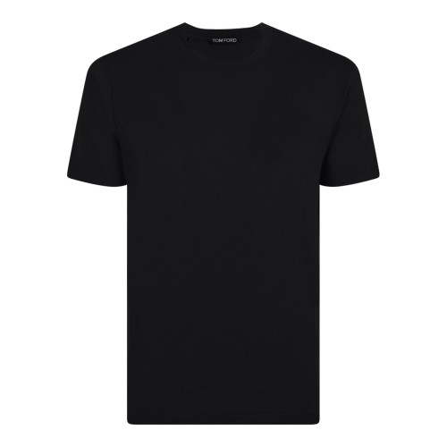 Black Lyocell Cotton Blend Crew Neck T-Shirt