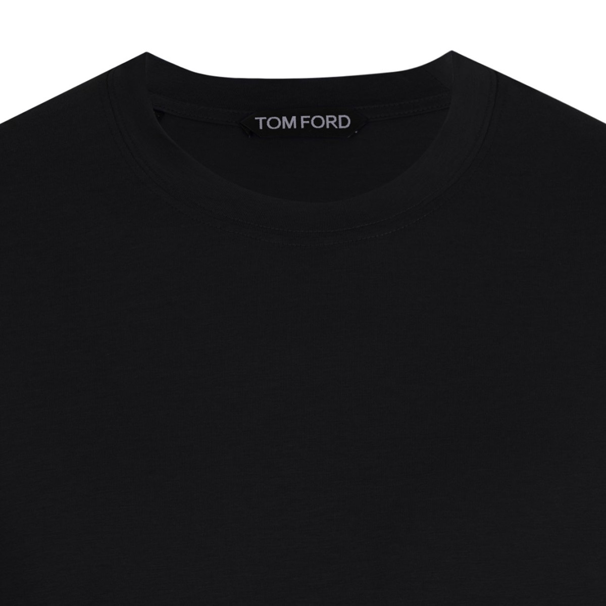 Black Lyocell Cotton Blend Crew Neck T-Shirt