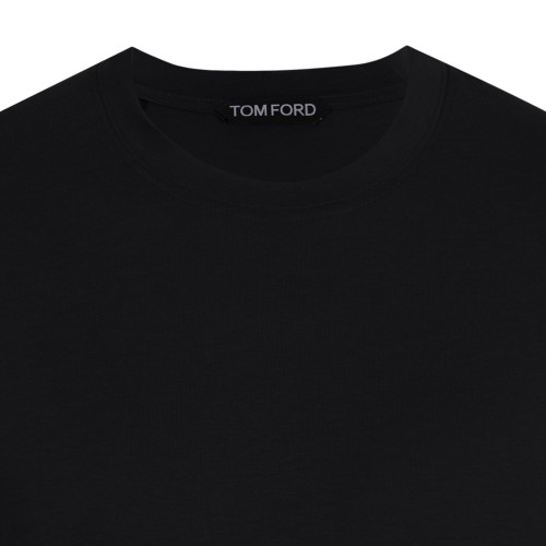Black Lyocell Cotton Blend Crew Neck T-Shirt