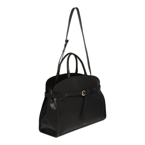 Black Smooth Leather Sabine Large Bag