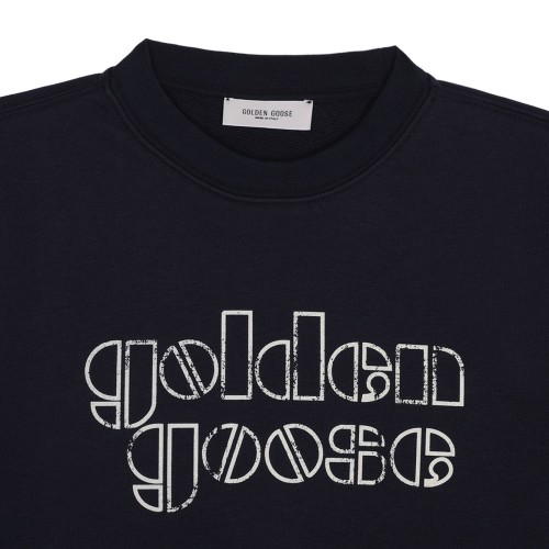 Blue Crewneck Sweatshirt With Logo Lettering