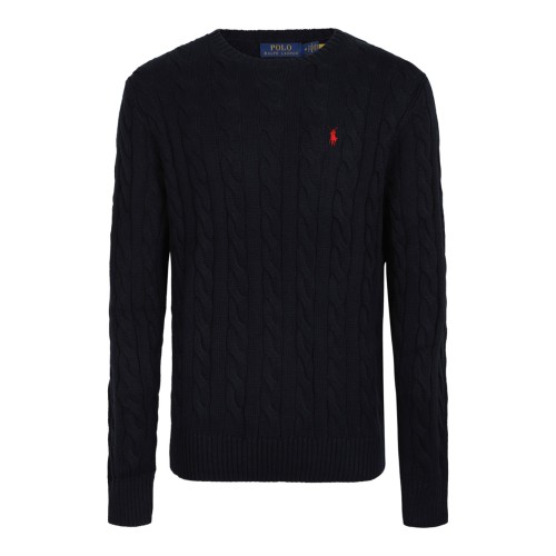 Hunter Navy Woven Sweater With Embroidery Logo