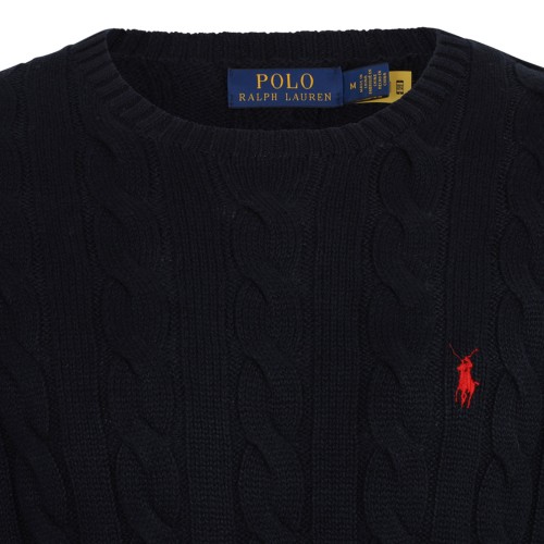 Hunter Navy Woven Sweater With Embroidery Logo
